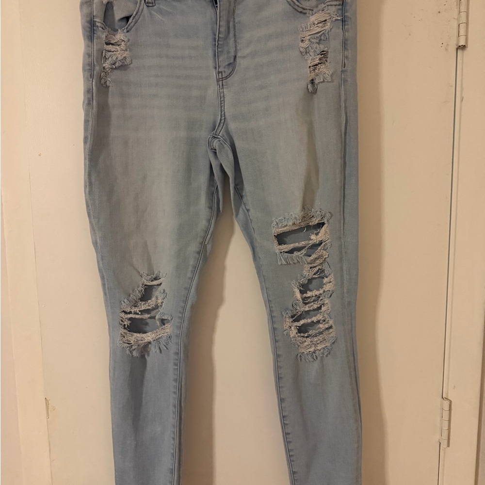 American Eagle Outfitters Light Blue Distressed Skinny Jeggings